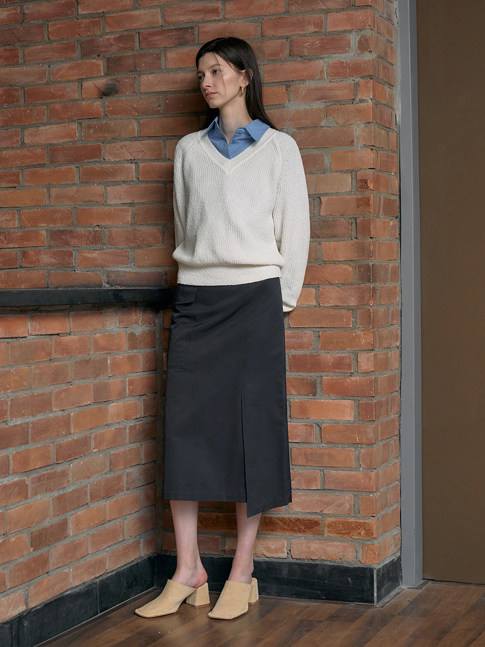 Lamerei Pocket Slit Skirt_Navy