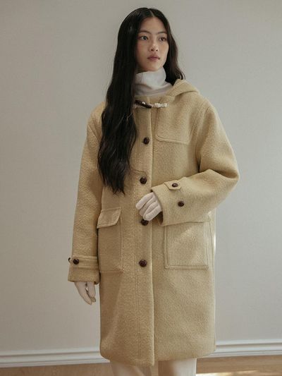 Laminez Boucle Duffle Coat - Beige