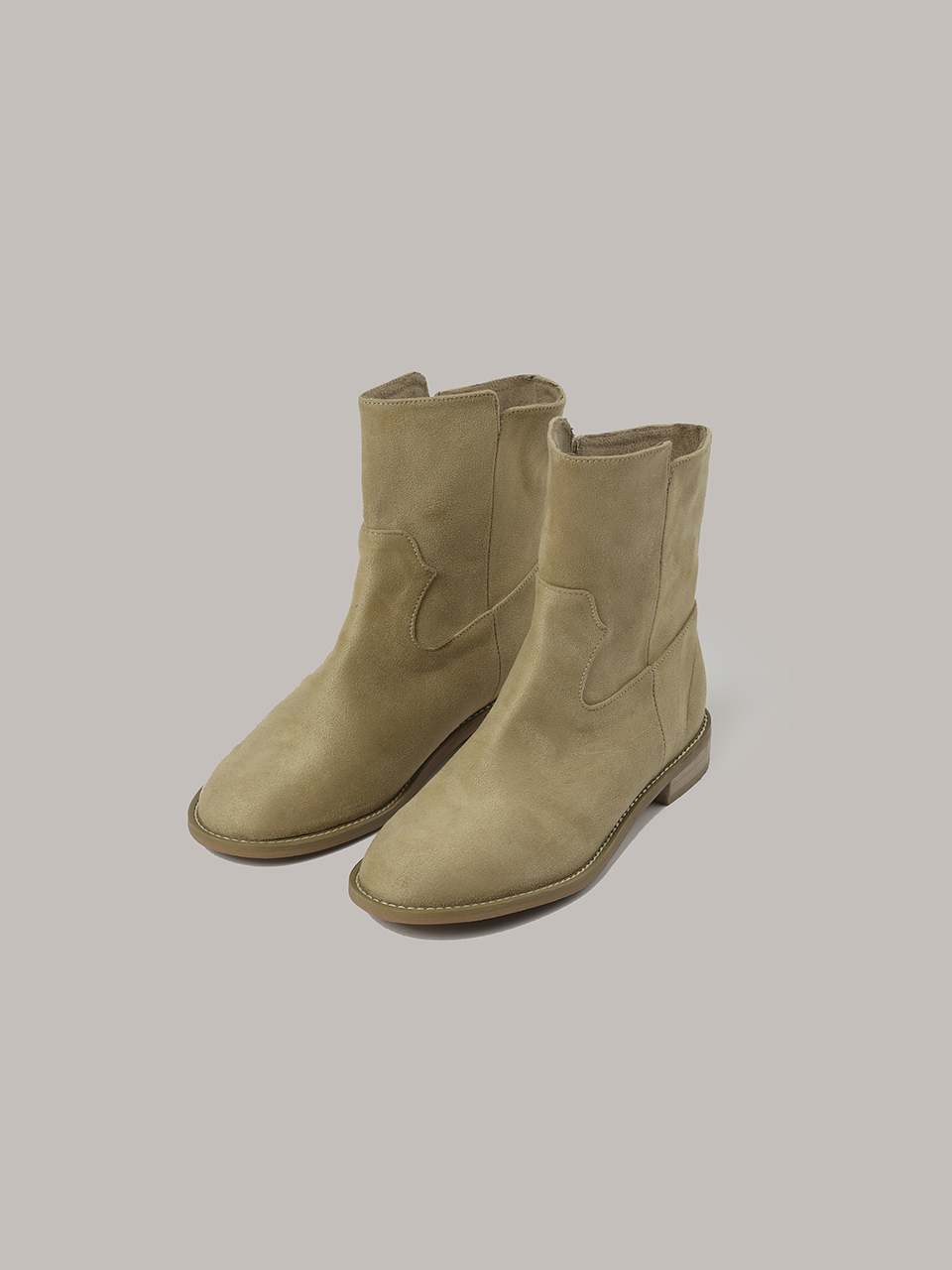 Laminez Fleece Lining Ankle Boots_Beige