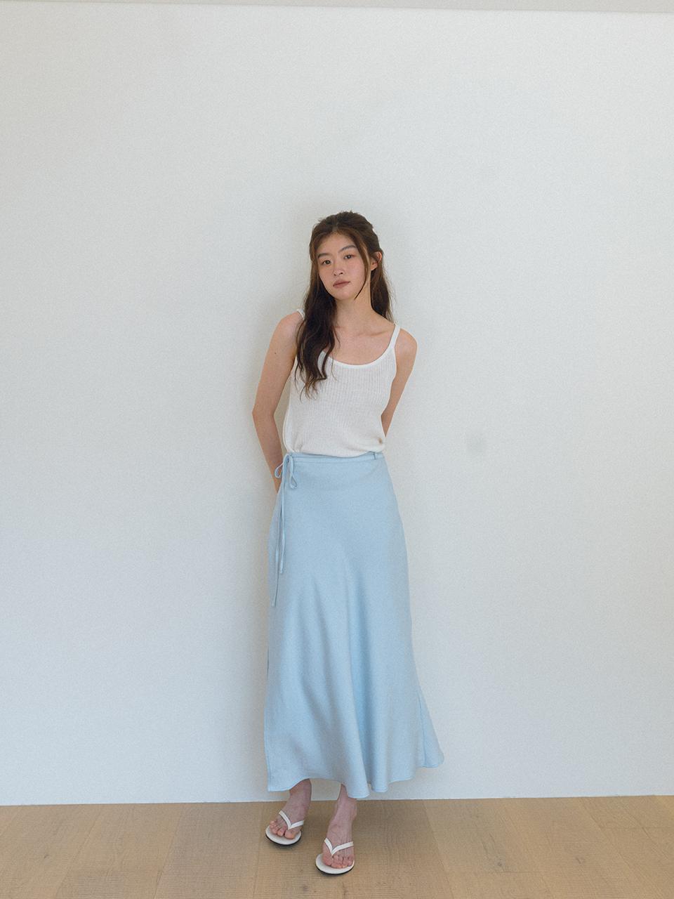 Laminez Flow Wrap Maxi Skirt_Sky Blue