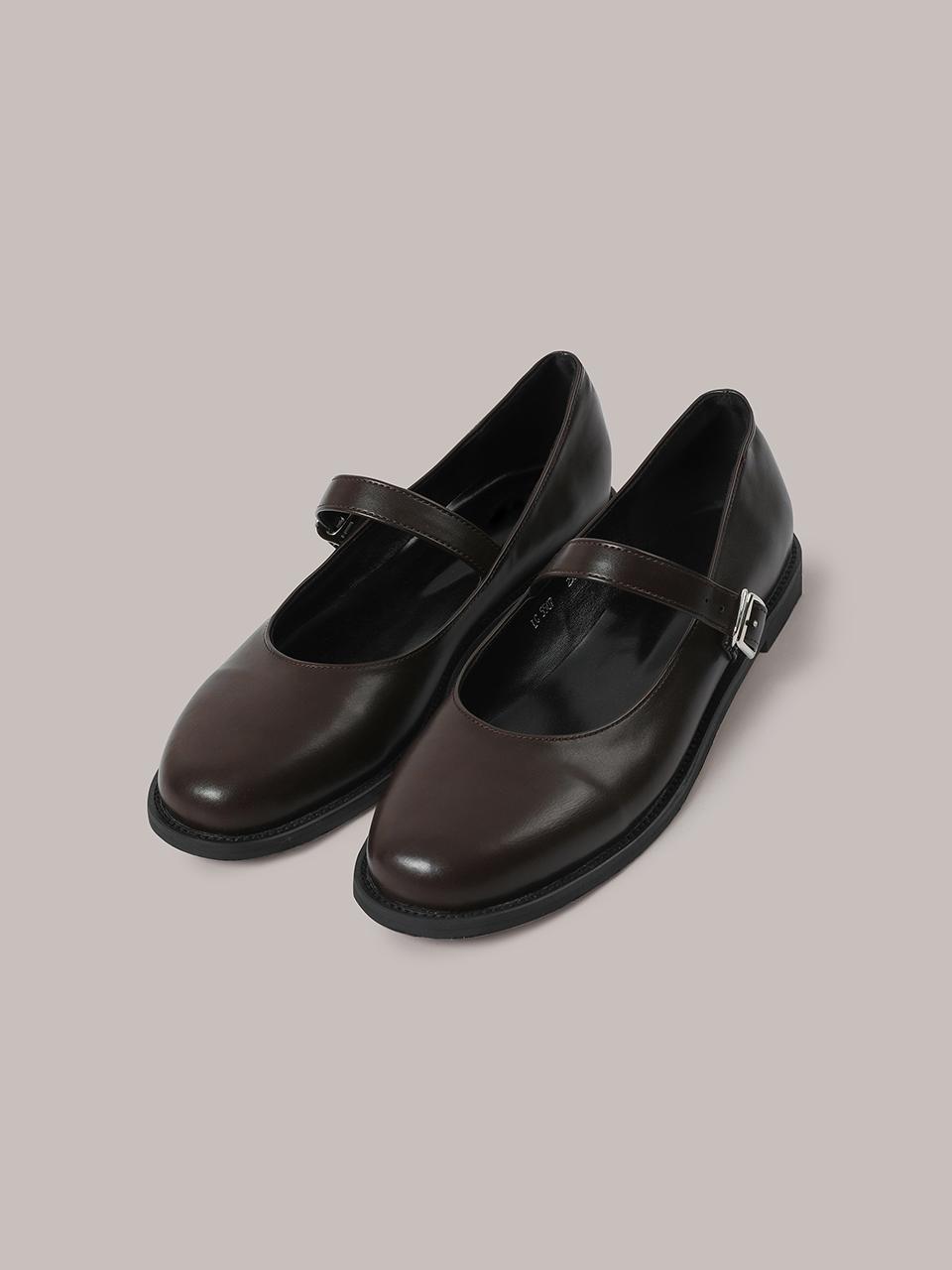 Laminez Mary Jane Flat Shoes - Brown