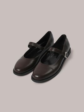 Laminez Mary Jane Flat Shoes - Brown