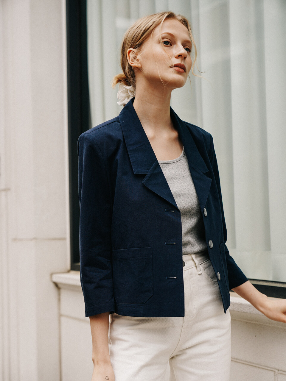 Laminez Natural Summer Jacket_Navy