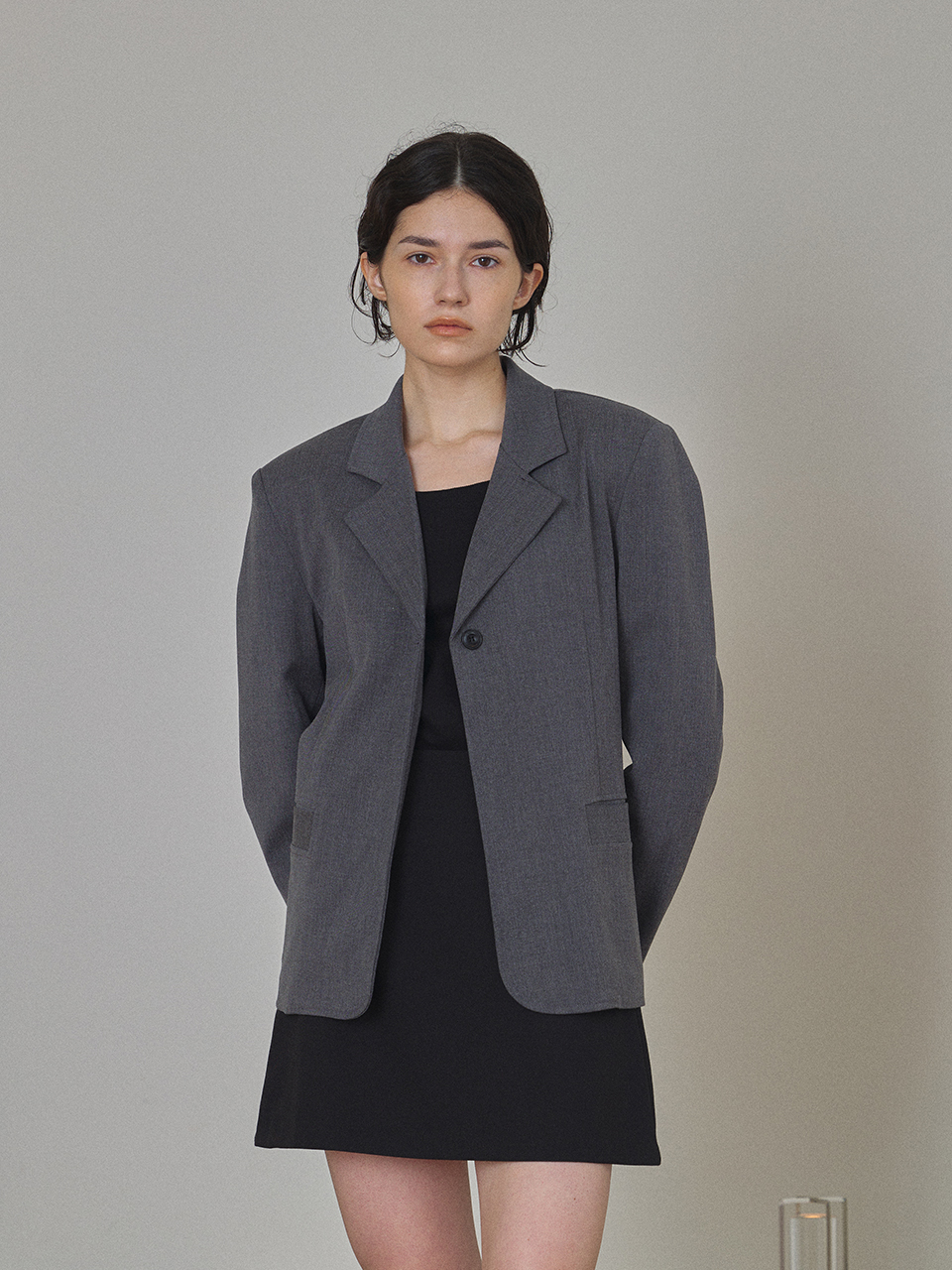Laminez One button Classic Jacket (Gray)