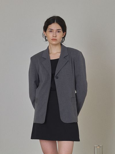 Laminez One button Classic Jacket (Gray)