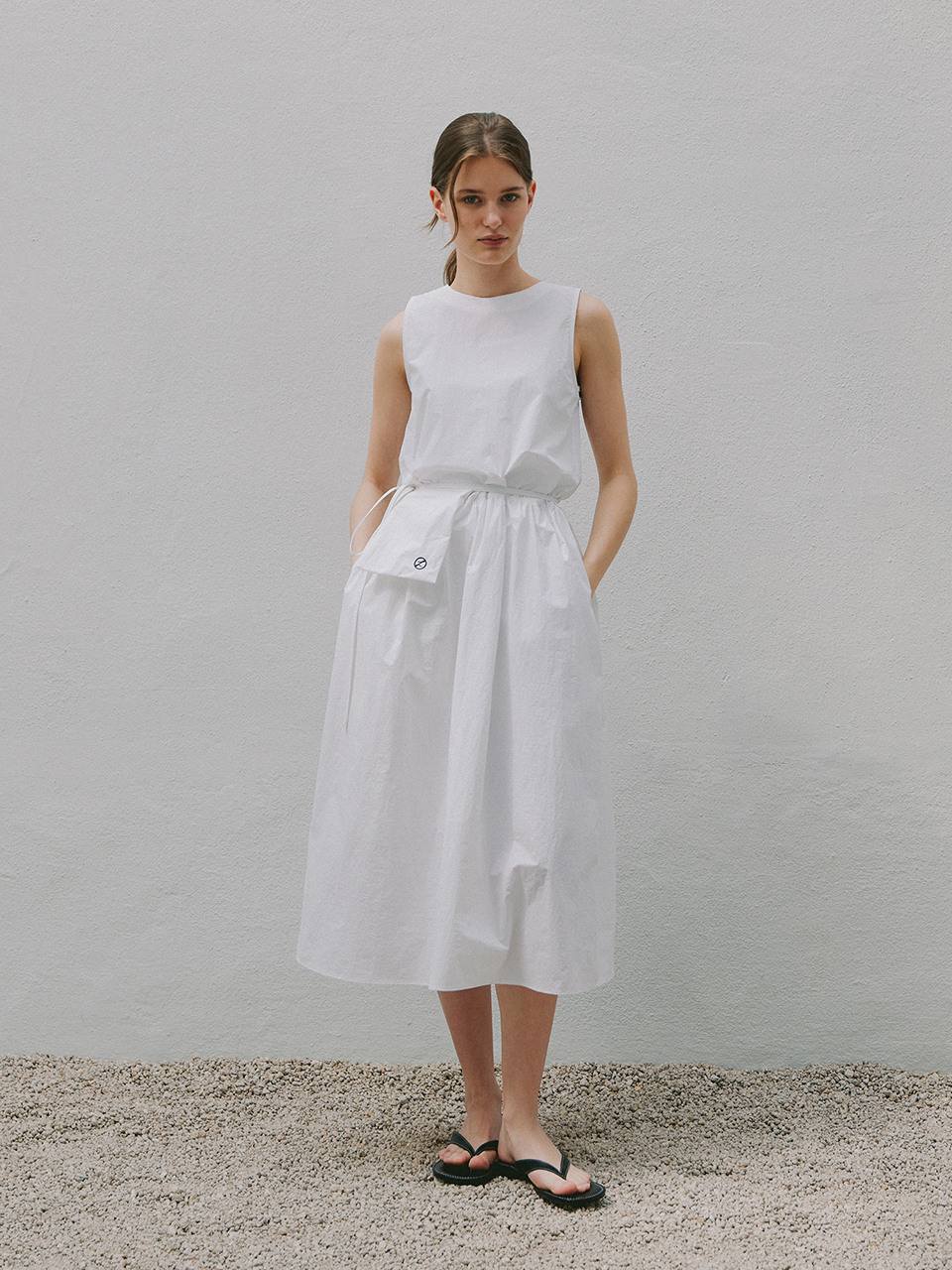 Laminez Pocket Belt Summer Dress _ White