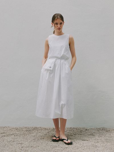 Laminez Pocket Belt Summer Dress _ White