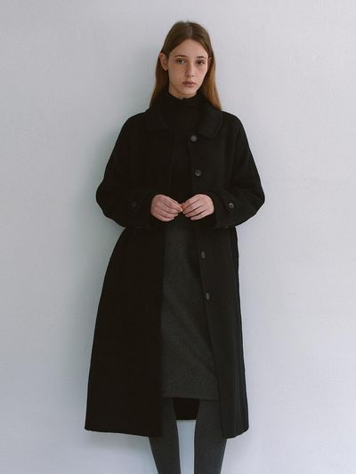 Laminez Raglan Handmade Long Coat - Black