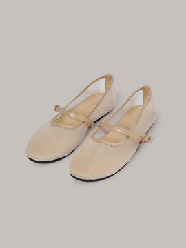 Laminez Round Mesh Mary Jane [Beige]