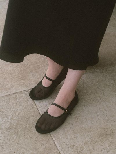 Laminez Round Mesh Mary Jane [Black]