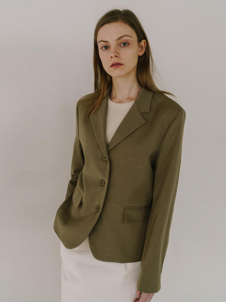 Laminez Semi Crop Single Jacket - Beige