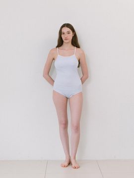 Laminez Stripe Open Back Swimsuit [Sky blue]