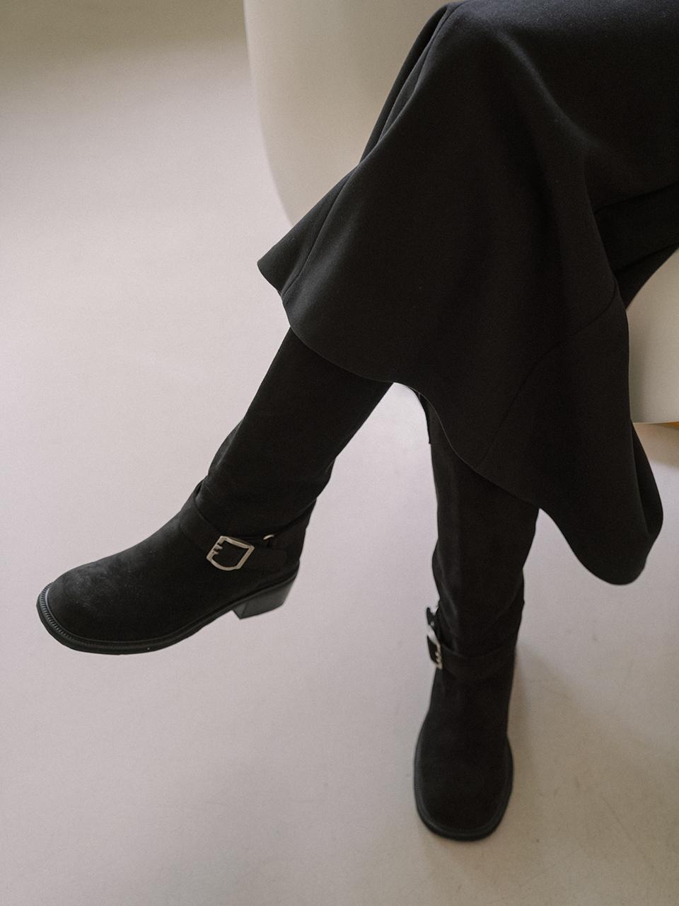 Laminez Velvet Middle Boots - Black