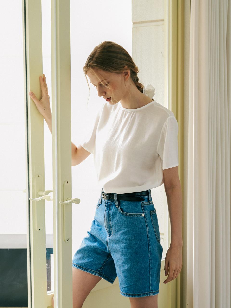 Laminez Wide Denim Shorts - Blue denim