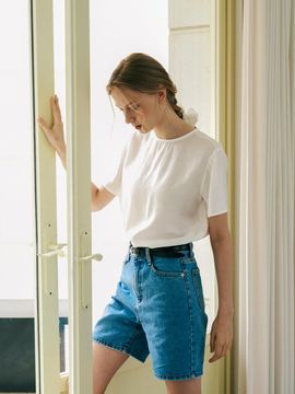 Laminez Wide Denim Shorts - Blue denim