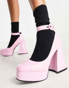 Lamoda Lamoda Build Me Up platform heeled shoes in pink