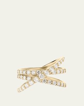 Lana 14K Gold Graduating Diamond Criss Cross Ring