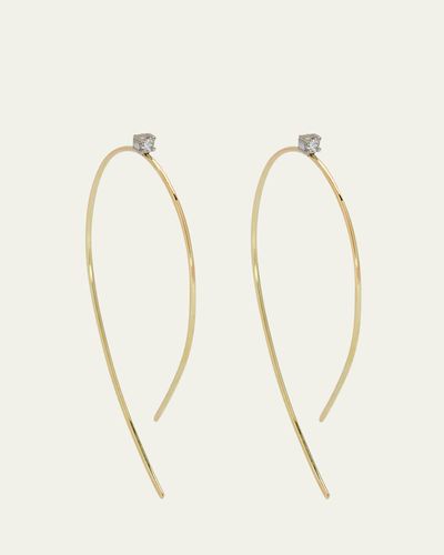 Lana 14K Gold Mini Wire Hooked On Hoop Earrings with Diamonds, 38mm