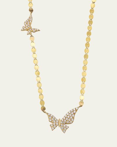 Lana 14K Yellow Gold Flawless Double Butterfly Necklace with Diamonds