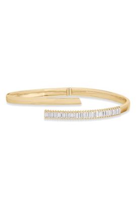 LANA LANA 14K Gold Baguette Cut Diamond Bypass Bangle Bracelet