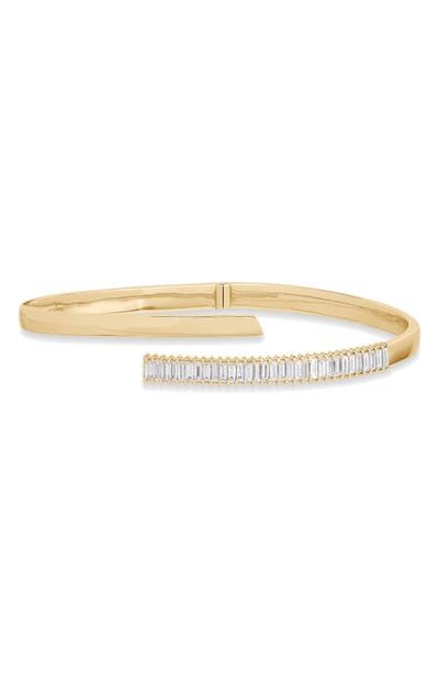 LANA LANA 14K Gold Baguette Cut Diamond Bypass Bangle Bracelet