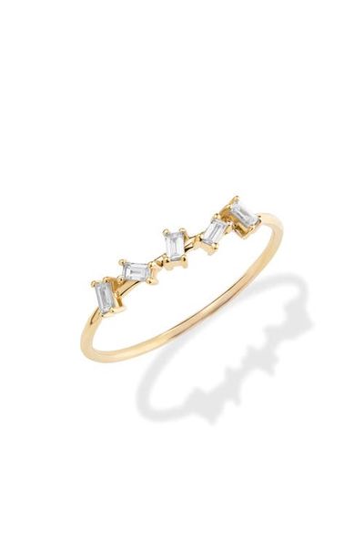 LANA LANA 14K Gold Baguette Zig Zag Diamond Ring