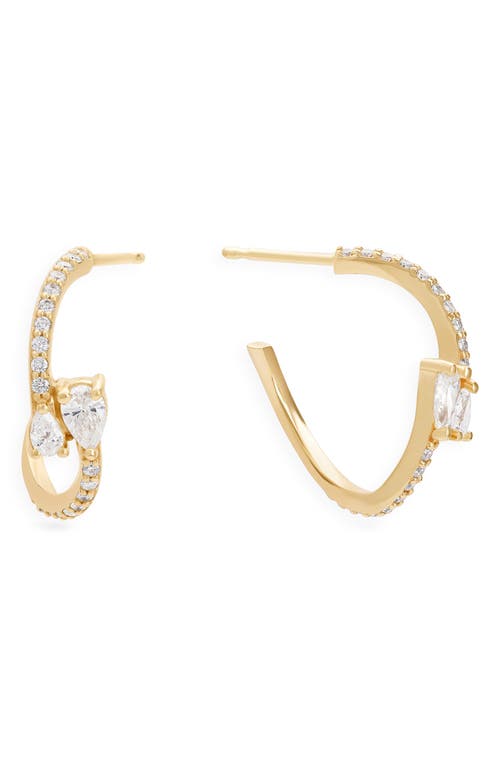 LANA LANA 14K Gold Curved Diamond Pear Huggie Hoop Earrings