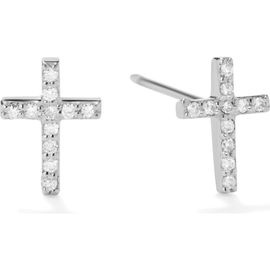 LANA LANA 14k Gold Diamond Cross Stud Earrings