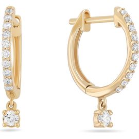 LANA LANA 14k Gold Diamond Dangle Huggie Hoop Earrings