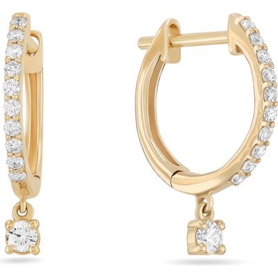 LANA LANA 14k Gold Diamond Dangle Huggie Hoop Earrings