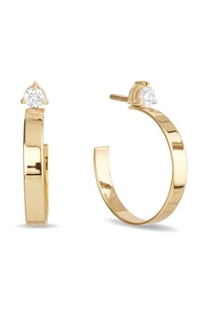 LANA LANA 14K Gold Sunrise Wide Diamond Hoop Earrings