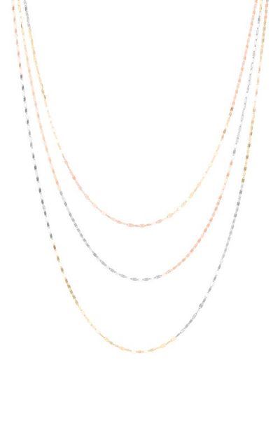 LANA LANA 14k Gold Tri-Color Triple Strand Necklace