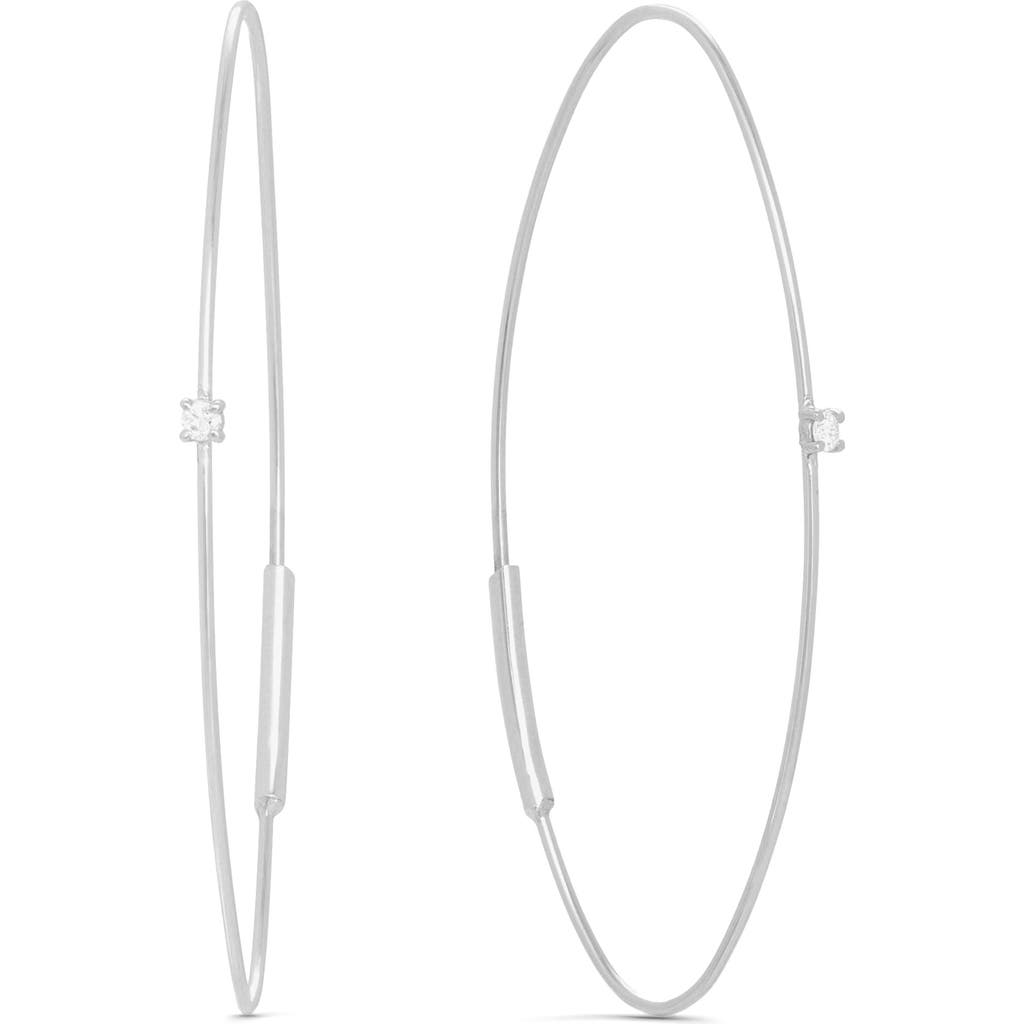 LANA LANA 14k White Gold Diamond Oval Hoop Threader Earrings