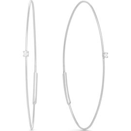 LANA LANA 14k White Gold Diamond Oval Hoop Threader Earrings