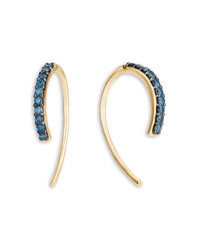 Lana Lana 14K Yellow Gold Blue Diamond Hook Threader Earrings, 0.10 tcw