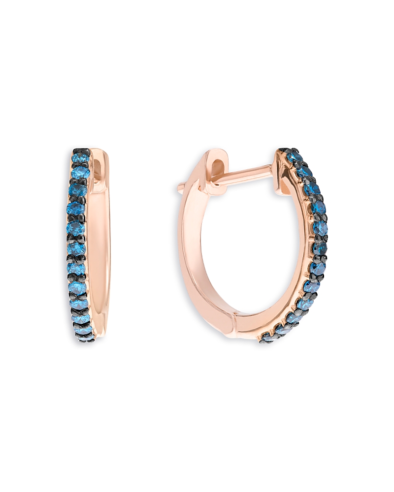 Lana Lana 14K Yellow Gold Blue Diamond Hoop Earrings, 0.12 tcw