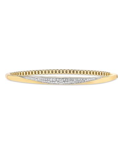 Lana Lana 14K Yellow Gold Diamond Dipped Hinged Bangle Bracelet, 0.36 tcw