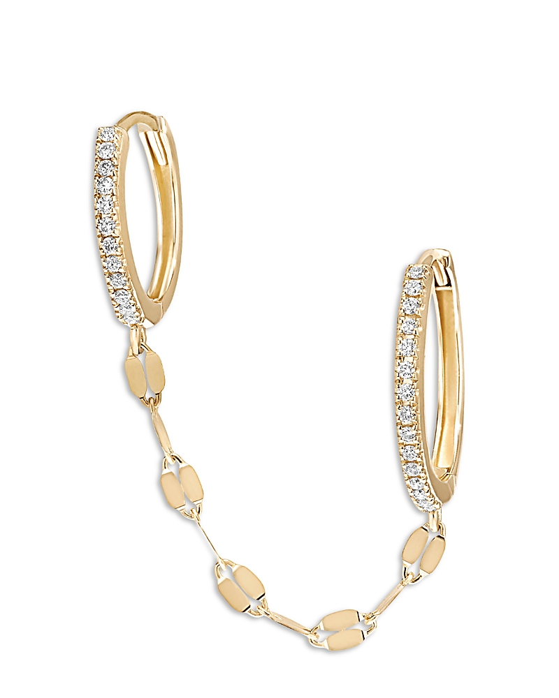 Lana Lana 14K Yellow Gold Diamond Double Piercing Mini Huggie Hoop Earrings, 0.07 tcw
