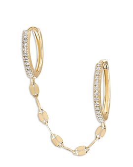 Lana Lana 14K Yellow Gold Diamond Double Piercing Mini Huggie Hoop Earrings, 0.07 tcw