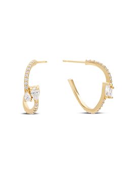 Lana Lana 14K Yellow Gold Diamond Pear & Round Bypass Hoop Earrings