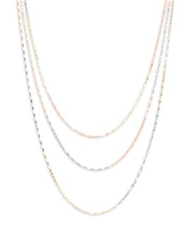 Lana Lana 14K Yellow, White, & Rose Gold Triple Strand Sienna Layered Necklace, 16