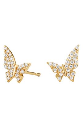 LANA LANA Mini Butterfly Pavé Diamond Stud Earrings