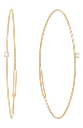 LANA LANA Small Wire Diamond Oval Hoop Threader Earrings