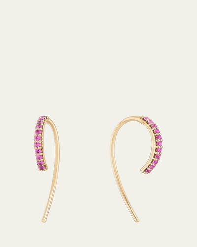 Lana Mini Pink Sapphire Hooked on Hoop Earrings, 15mm