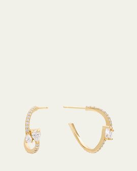Lana Wavey Pear Diamond Huggie Earrings