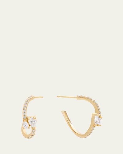 Lana Wavey Pear Diamond Huggie Earrings