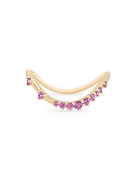 Lana Women's 14K Yellow Gold & Pink Sapphire Curved Constellation Ring