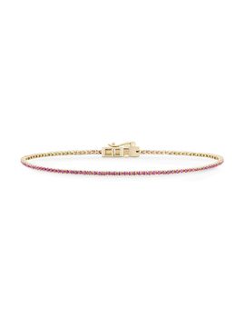 Lana Women's 14K Yellow Gold & Pink Sapphire Thin Tennis Bracelet