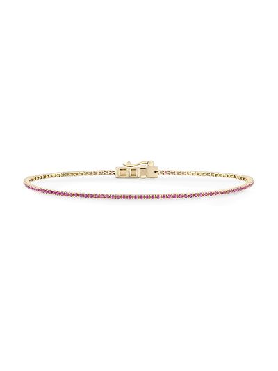 Lana Women's 14K Yellow Gold & Pink Sapphire Thin Tennis Bracelet