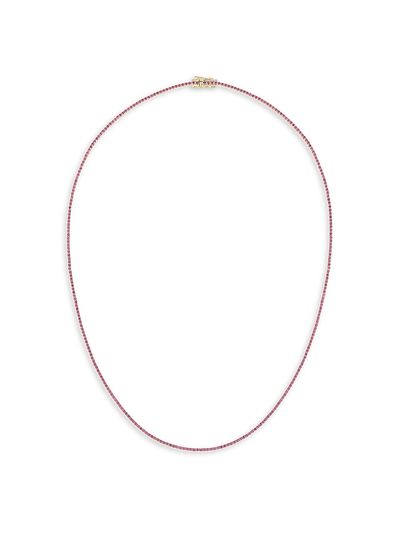 Lana Women's 14K Yellow Gold & Pink Sapphire Thin Tennis Necklace